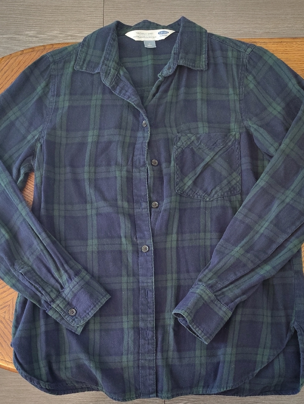 OldNavy Blue & Green Plaid Button-Up Shirt - Women's Medium